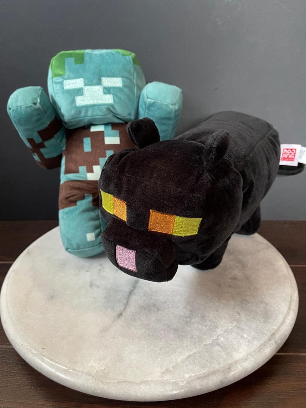 Minecraft Plush bundle drowned zombie and black cat.